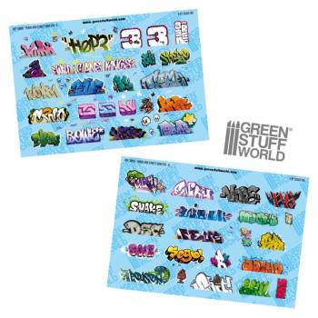Green Stuff World Model railway graffiti decals 1:87 HO (Set-2)