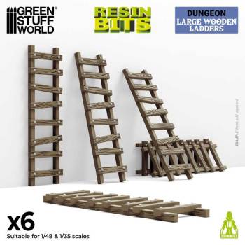 Green Stuff World 3D Printed Set - Large Wooden Ladders 1:48-1:35