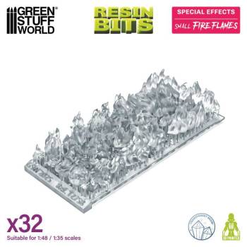 Green Stuff World 3D Printed Set - Small Fire Flames 1:48-1:35