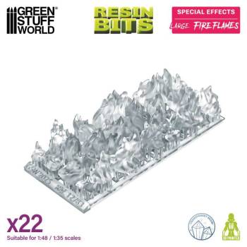 Green Stuff World 3D Printed Set - Large Fire Flames 1:48-1:35
