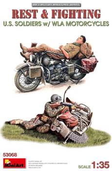 Miniart Rest & Fighting US Soldiers with WLA Motorcycles