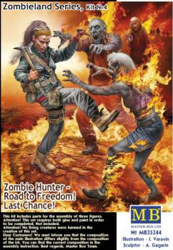Master Box Zombieland: Zombieland: Zombie Hunter Road to Freedom (Girl Fighting & 2 Zombies)