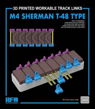 Rye Field M4 Sherman T-48 Type Workable Track Set 3D Printed