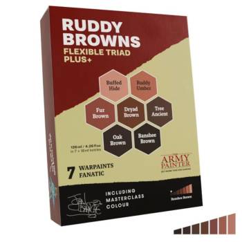 Army Painter Warpaints Fanatic: Ruddy Browns Flexible Triad Plus+ Acrylic Paint Set (7 Colors) 18ml Bottles