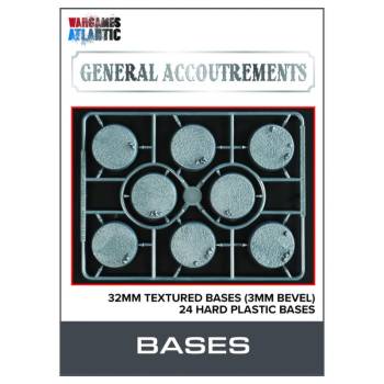 Wargames Atlantic General Accoutrements: 32mm Textured Bases (3mm Bevel)