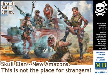 Desert Battles: Skull Clan New Amazons Women Warriors (4) w/Captured Man