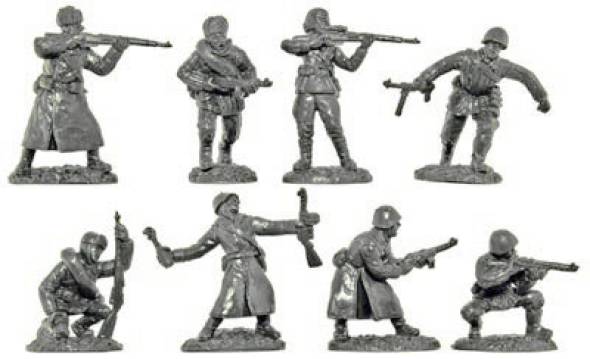 WWII Russian Infantry in Winter Uniforms in Gray