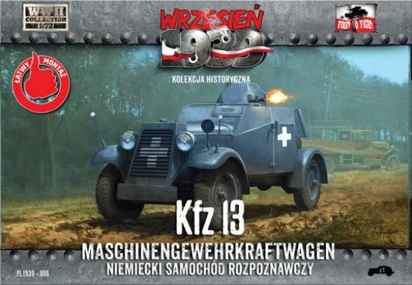 First to Fight WWII German Kfz13 German Recon Armored Car w/Machine Gun