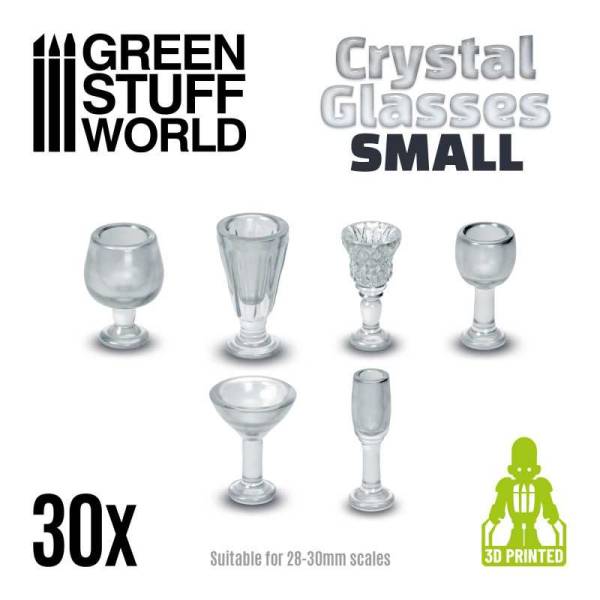 Green Stuff World 3D Printed Set - Crystal Glasses - Small Cups
