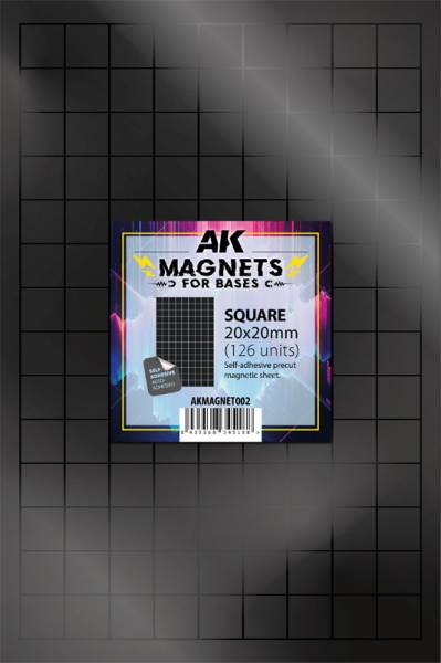 AK Interactive Magnets Sheet Square Base 20×20mm (126 Units)