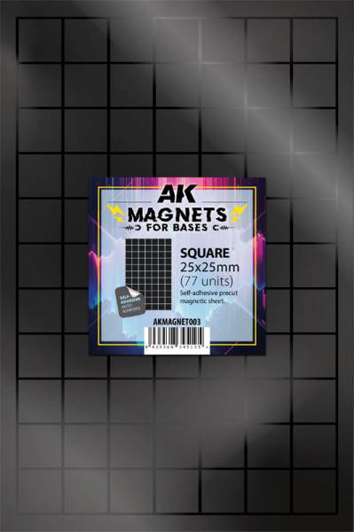 AK Interactive Magnets Sheet Square Base 25×25mm (77 Units)