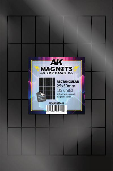AK Interactive Magnets Sheet Rectangular Base 25×50mm (35 Units)