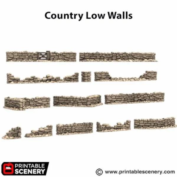 Country Low Walls - King and Country - Printable Scenery