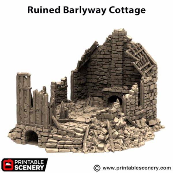 Ruined Barlyway Cottage - King and Country - Printable Scenery