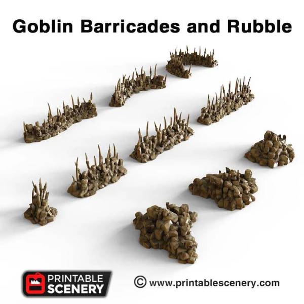 Goblin Barricades and Rubble - Clorehaven and the Goblin Grotto - Printable Scenery