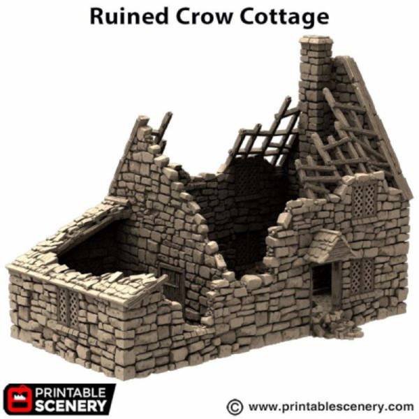 Ruined Crow Cottage - King and Country - Printable Scenery