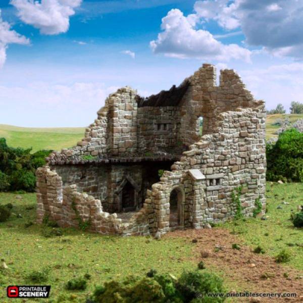 Ruined Norman Stone Manor - King and Country - Printable Scenery