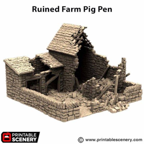 Ruined Pig Farm - King and Country - Printable Scenery