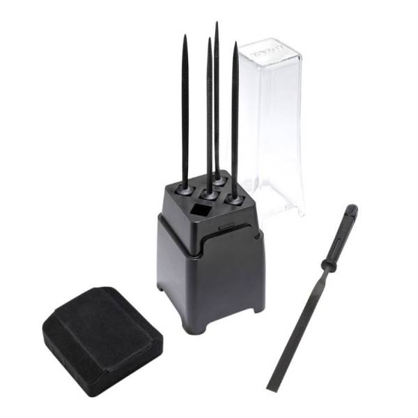 Enkay 5pc Carbon Steel Needle File Set w/Block Stand Storage Case