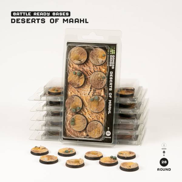 Gamers Grass Battle Ready Bases - Deserts of Maahl, Round 28mm (x8)