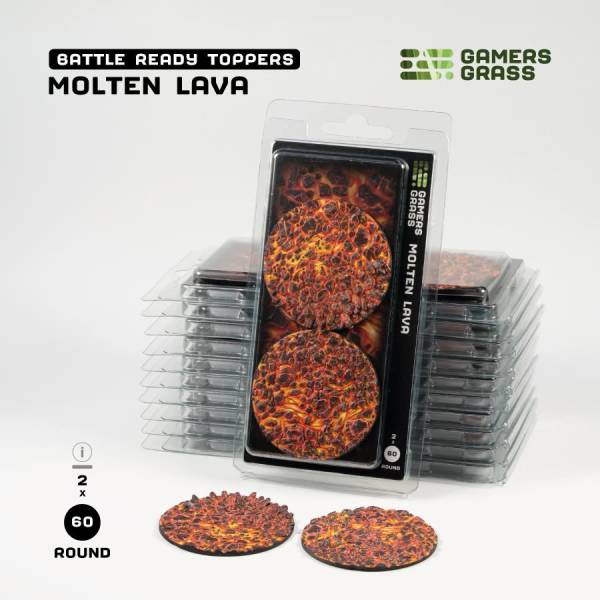 Gamers Grass Battle Ready Toppers - Molten Lava Round 60mm (x2)