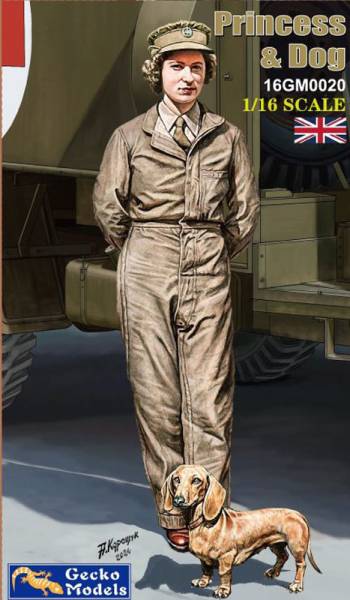 Gecko Princess Elizabeth Wearing WWII Army Jumpsuit & Dog