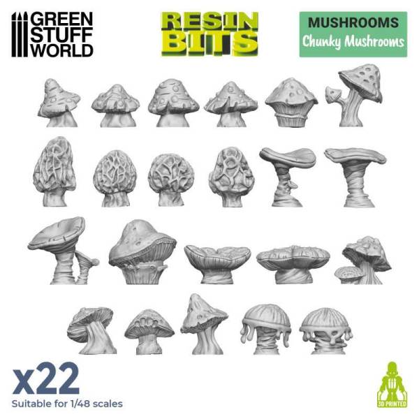 Green Stuff World 3D Printed Set - Chunky Mushrooms