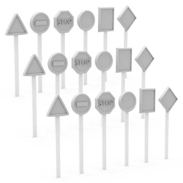 Green Stuff World 3D Printed Set - Traffic Signs 1:48