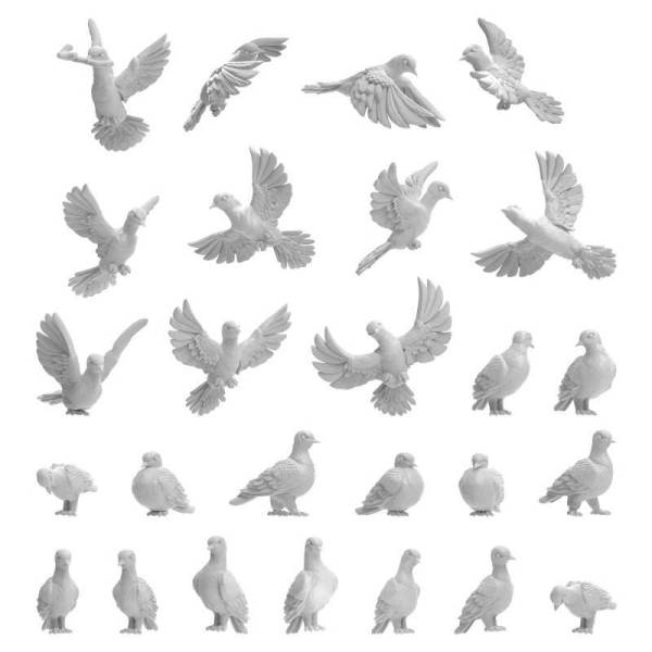 Green Stuff World 3D Printed Set - Pigeons 1:48-1:35