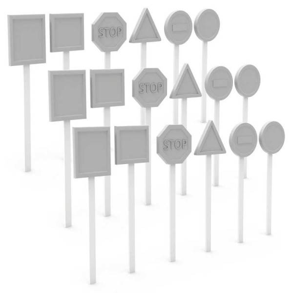 Green Stuff World 3D Printed Set -Traffic Signs 1:35