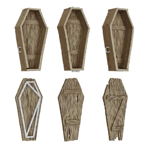 Green Stuff World 3D Printed Set - Dungeon Wooden Coffins 1:48