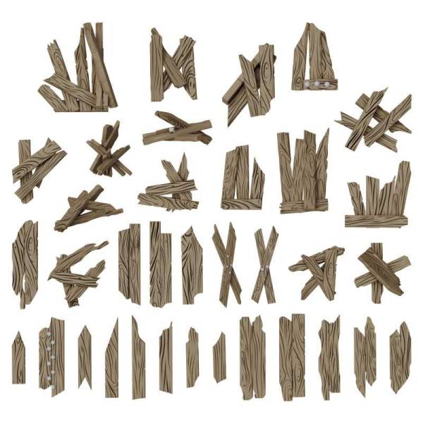 Green Stuff World 3D Printed Set - Broken Wood Planks 1:48-1:35