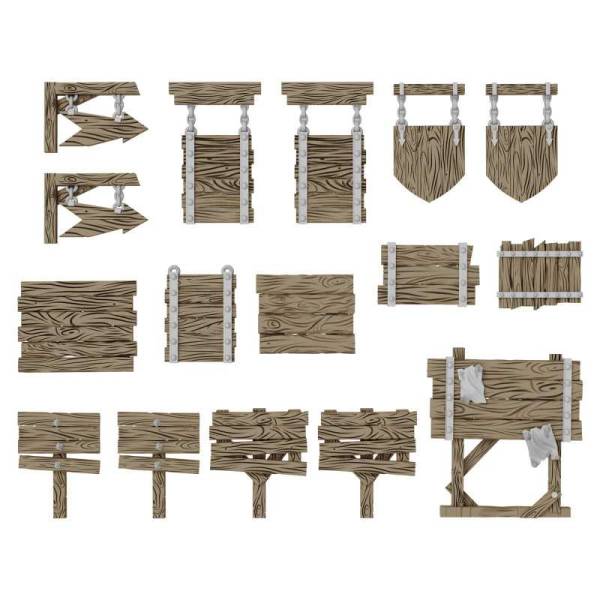 Green Stuff World 3D Printed Set -Wood Signs 1:48 - 1:35