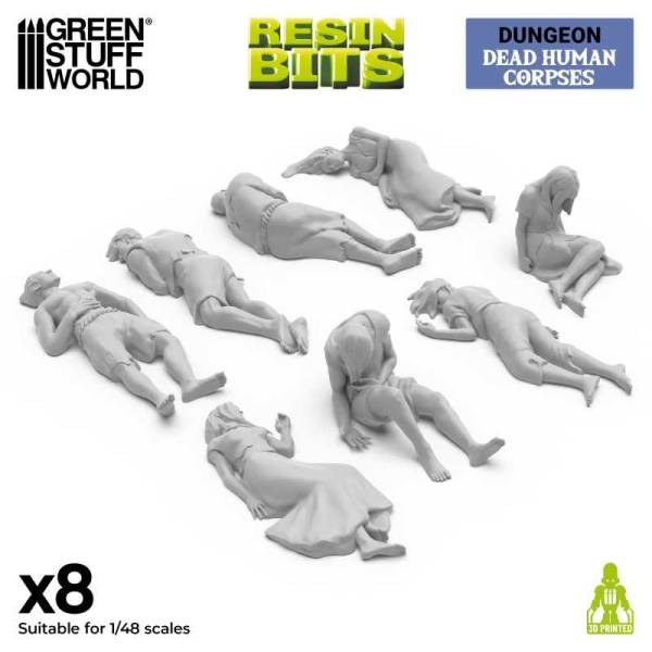 Green Stuff World 3D Printed Set -Dead Human Corpses 1:48