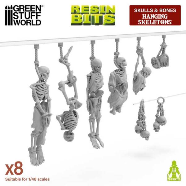 Green Stuff World 3D Printed Set - Hanging Skeletons 1:48
