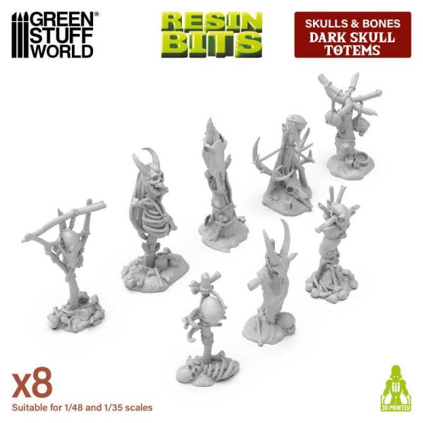 Green Stuff World 3D Printed Set - Dark Skull Totems 1:48-1:35