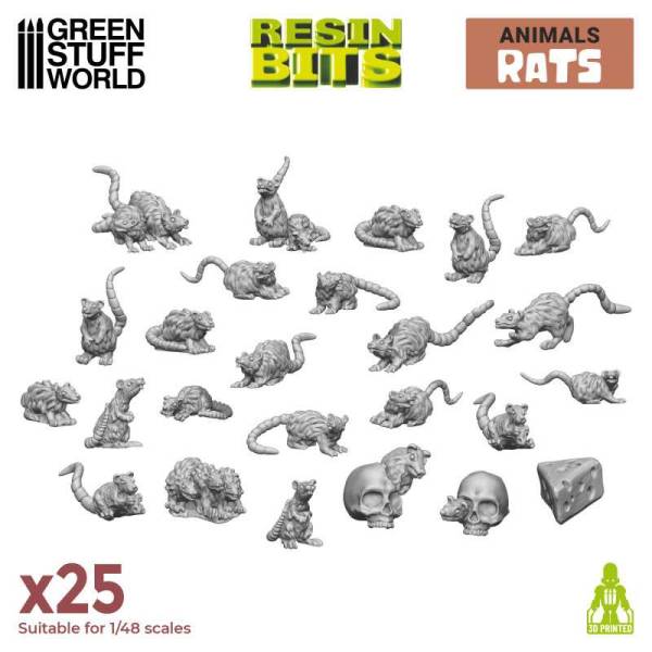 Green Stuff World 3D Printed Set - Small Rats