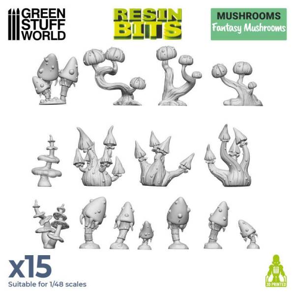 Green Stuff World 3D Printed Set - Fantasy Mushrooms