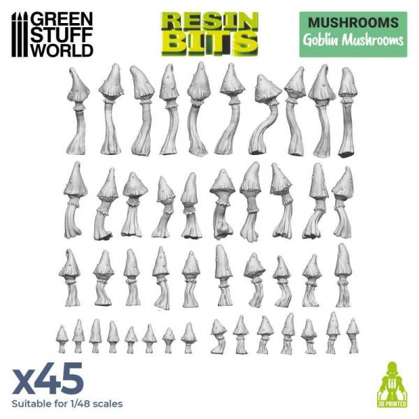 Green Stuff World 3D Printed Set - Goblin Mushrooms