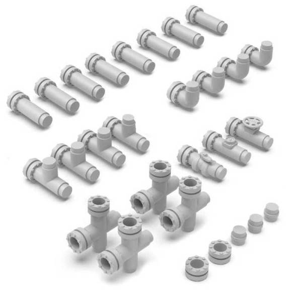 Green Stuff World 3D Printed Set - Modular pipes 1:48-1:35