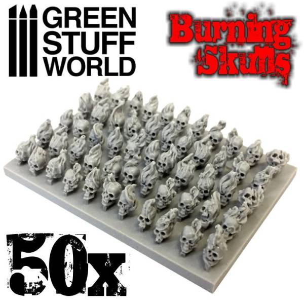Green Stuff World 3D Printed Set - Burning Skulls x 50