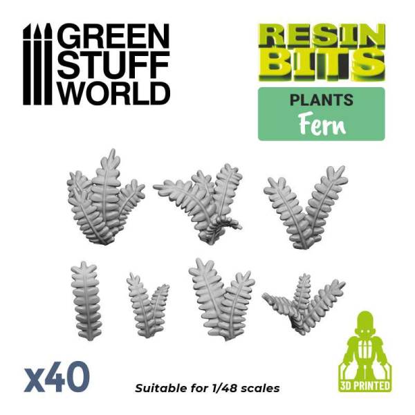 Green Stuff World 3D Printed Set - Fern Leaves Resin Plants