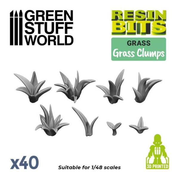 Green Stuff World 3D Printed Set - Grass Clumps Resin Plants