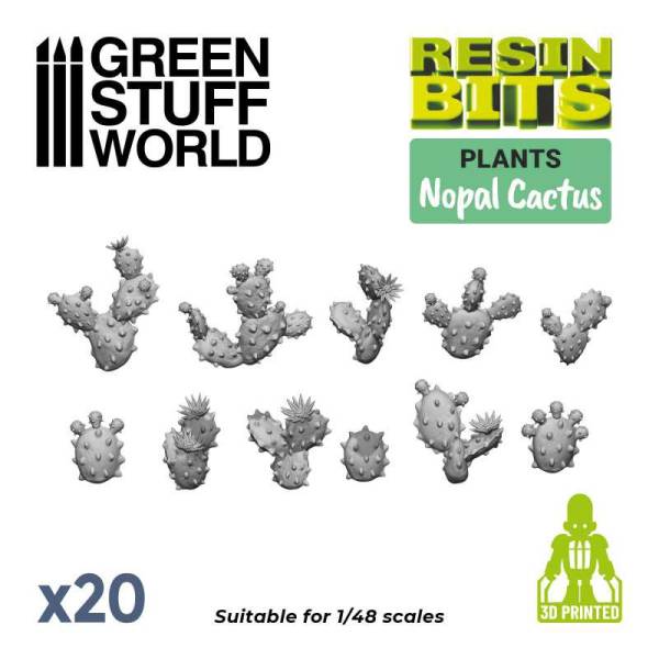 Green Stuff World 3D Printed Set - Nopal Cactus Resin Plants