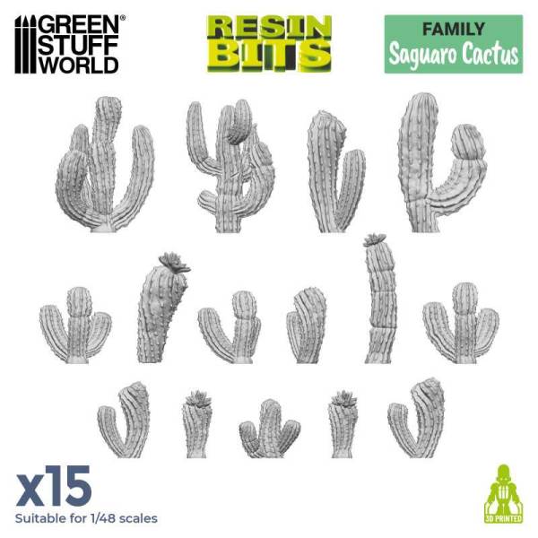 Green Stuff World 3D Printed Set - Saguaro Cactus Resin Plants