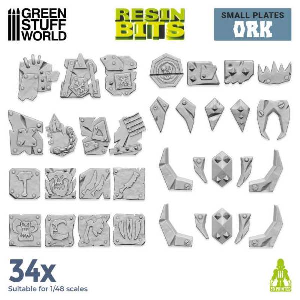 Green Stuff World 3D Printed Set -Small Ork Resin Bits