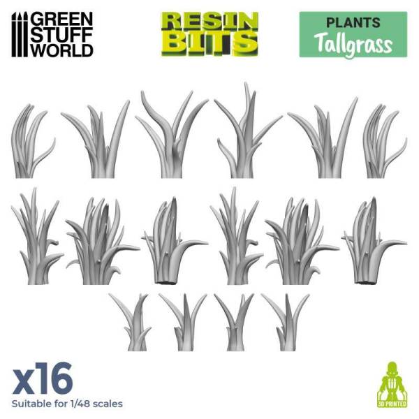 Green Stuff World 3D Printed Set - Tall Grass Resin Plants