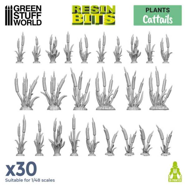 Green Stuff World 3D Printed Set - Cattails Resin Plants