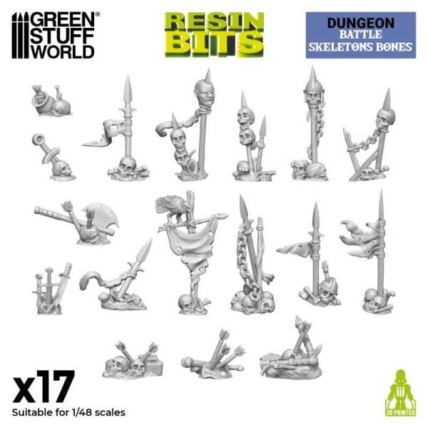 Green Stuff World 3D Printed Set - Battle Skeleton Bones