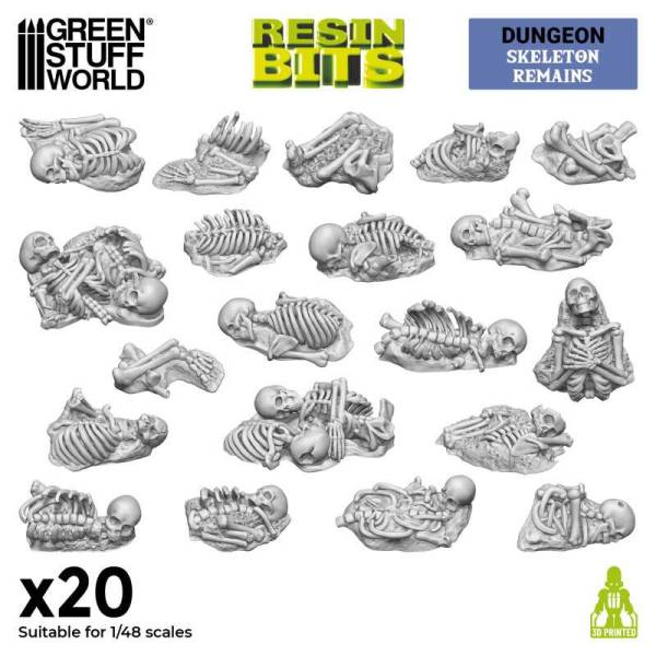 Green Stuff World 3D Printed Set -Skeleton Remains